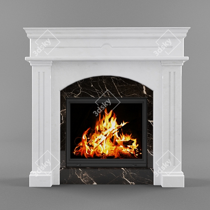 Elegant Marble Fireplace Portal 3D model image 1