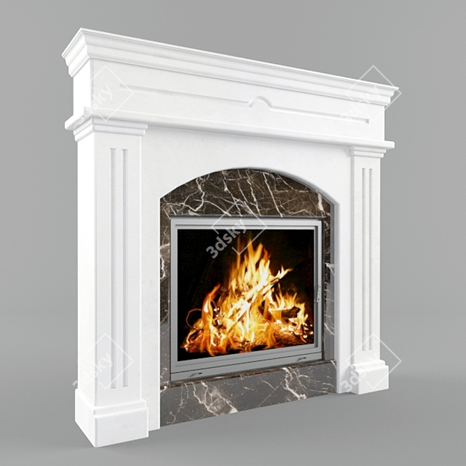 Elegant Marble Fireplace Portal 3D model image 2