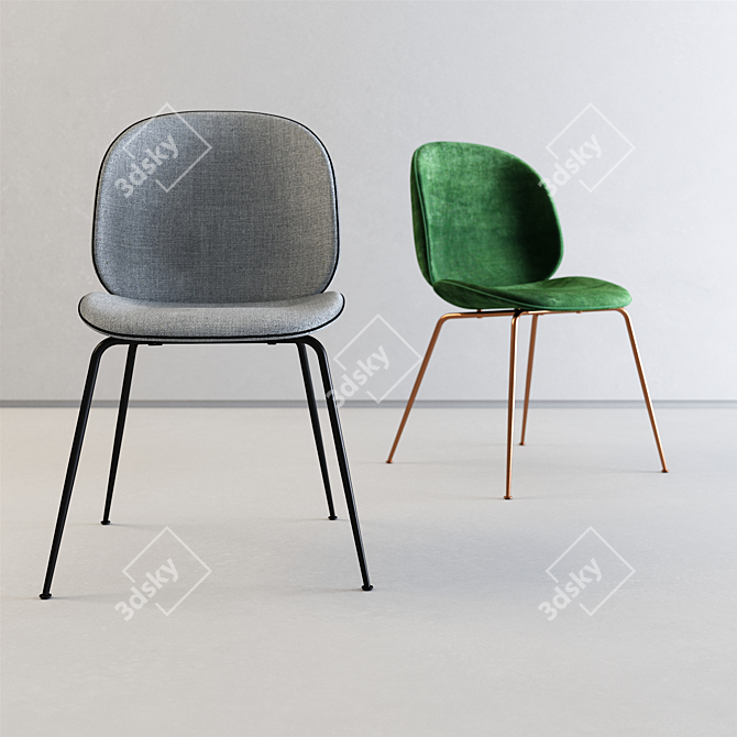 Modern GUBI Beetle Chair: Elegant Upholstered Design 3D model image 1