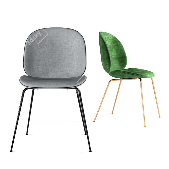 Modern GUBI Beetle Chair: Elegant Upholstered Design 3D model image 8