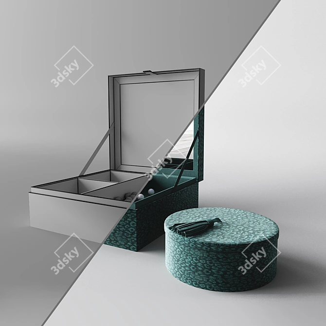 Luxury Suede Jewelry Boxes from H&M 3D model image 3