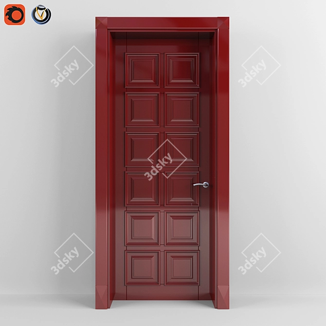 Ruby Rouge: Vibrant Red Door 3D model image 1