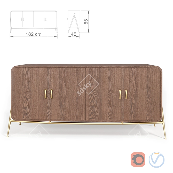 Elegant Mallund Sideboard 3D model image 1