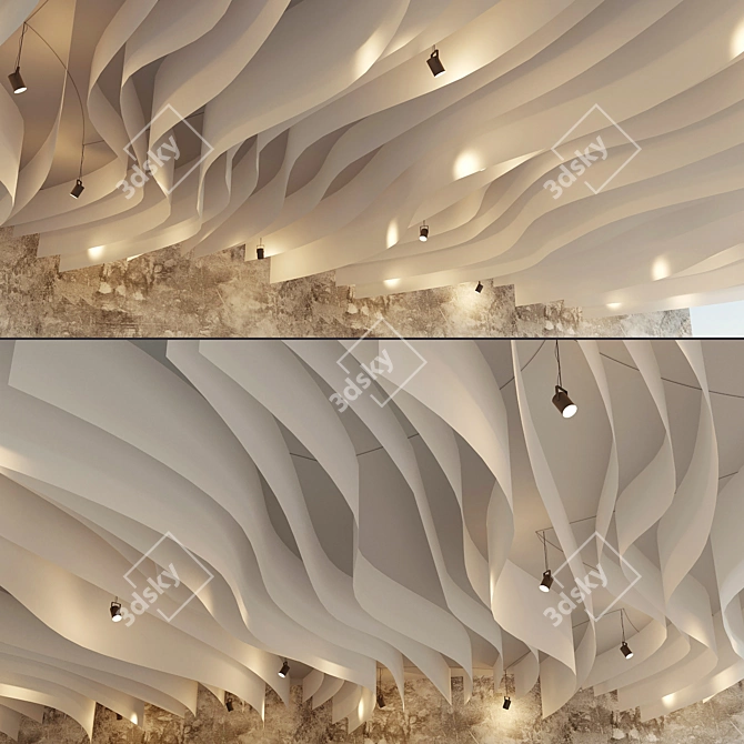 Versatile Fabric Suspended Ceiling 3D model image 3