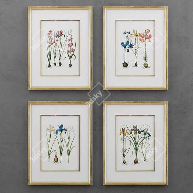 Elegant Irises: Classic & Modern Paintings 3D model image 1