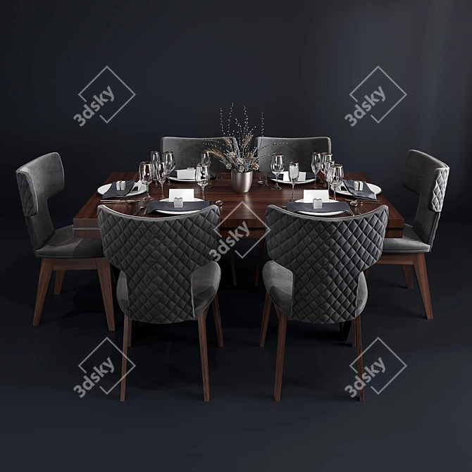 Bamax Slash Dining Set - Stylish and Functional 3D model image 1