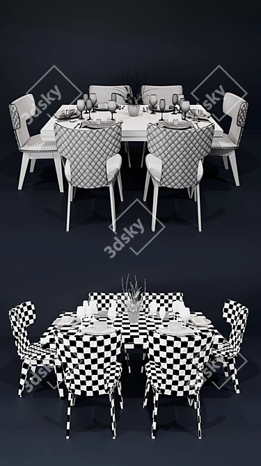 Bamax Slash Dining Set - Stylish and Functional 3D model image 3