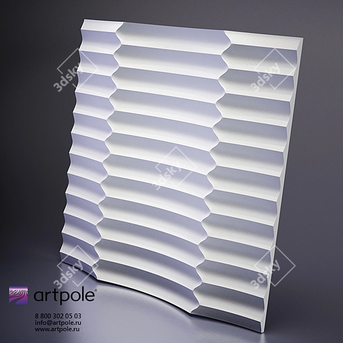 Ruffled Elegance: Plaster 3D Panel by Artpole 3D model image 1