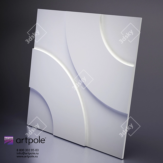 Elegant Plaster Hoop 3D Panel 3D model image 1