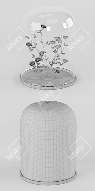 Rose-filled Decorative Flask 3D model image 2