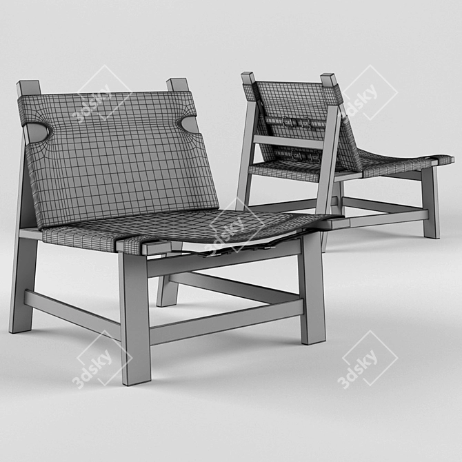 Danish Design Leather Sling Chair 3D model image 3