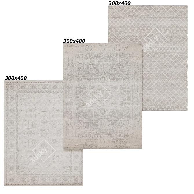 Art Moderne Bone-White Rugs 3D model image 1