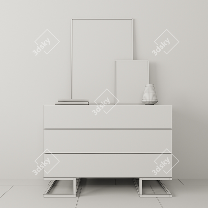 Sleek 3-Drawer Domingo Dresser 3D model image 2