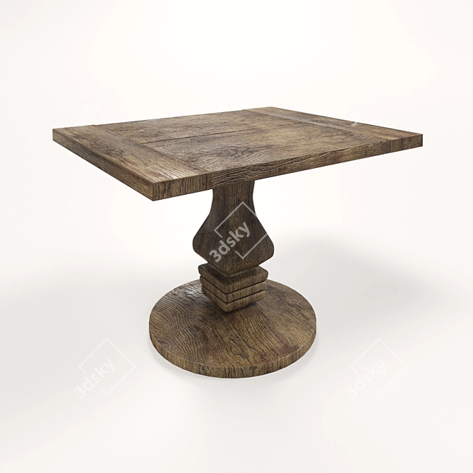 Rustic Wooden Table Set 3D model image 2