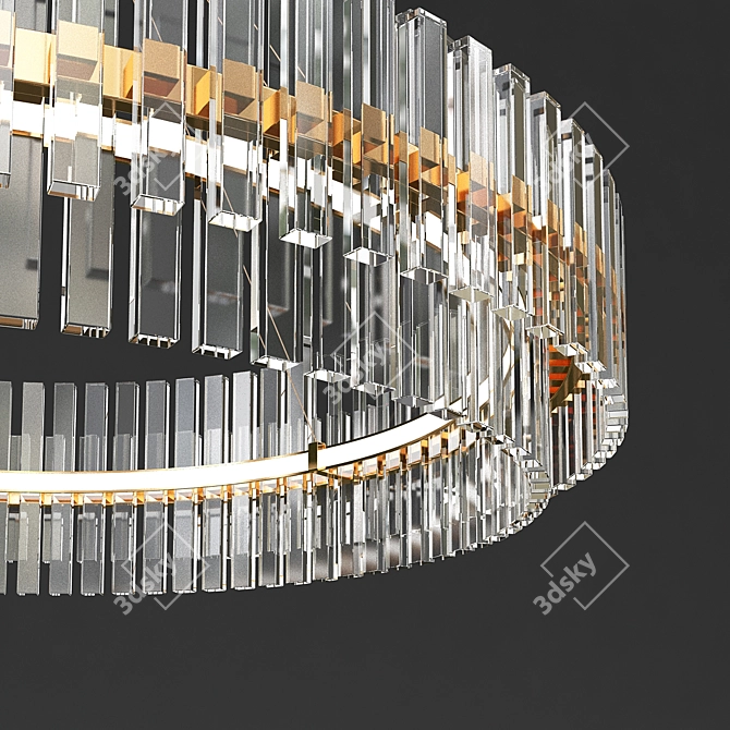 Elegant Round Glass Chandelier 3D model image 2