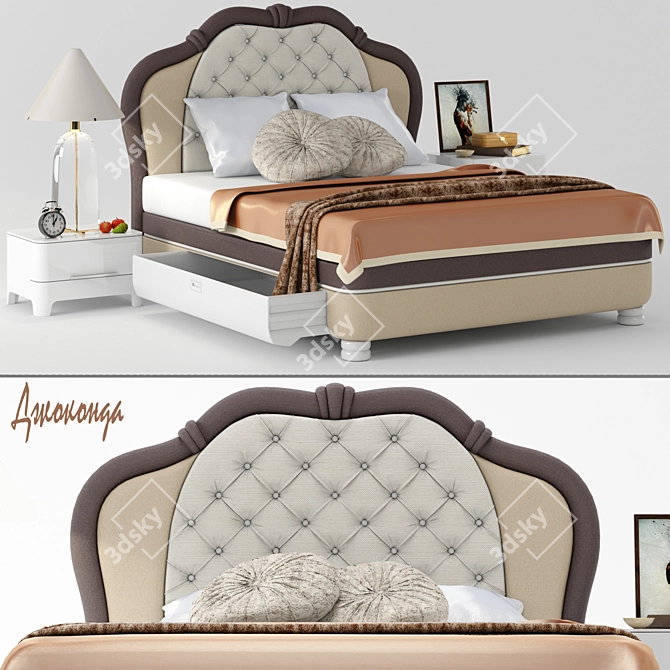 Elegant Gioconda Bed 3D model image 1