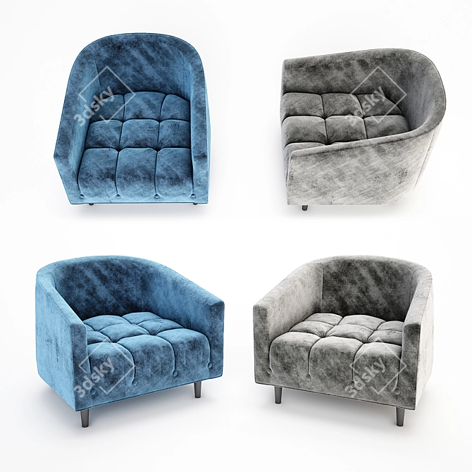 Luxury Petrol Velvet Armchair 3D model image 1