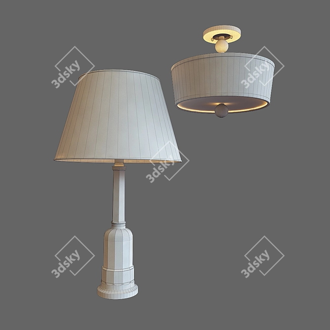 French Glass Lamp: Elegant and Timeless 3D model image 3