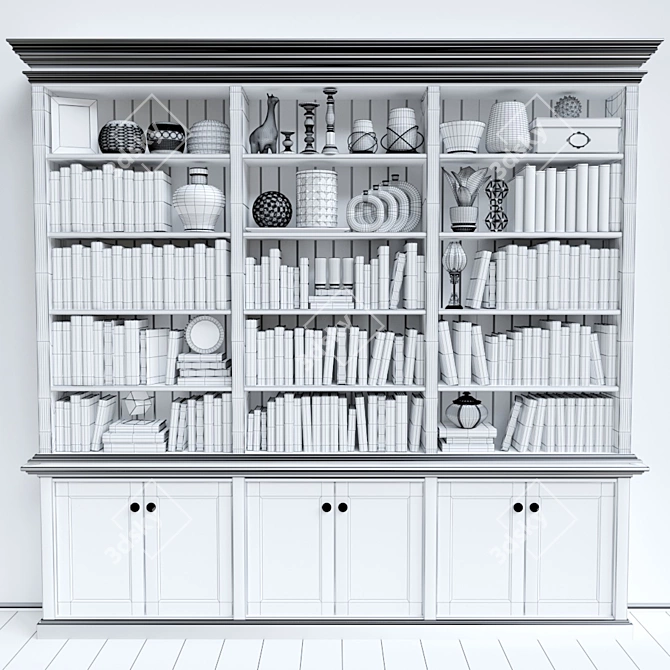 Classic White Open Shelf Unit 3D model image 3