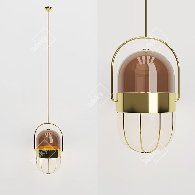 Sleek Glass Pill Ceiling Light 3D model image 1