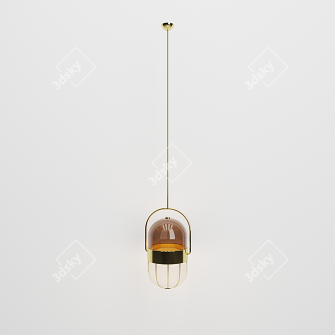 Sleek Glass Pill Ceiling Light 3D model image 2