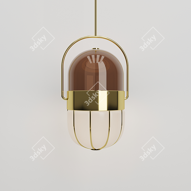 Sleek Glass Pill Ceiling Light 3D model image 3