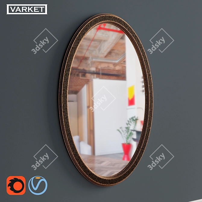 Elips Antica Oval Mirror 3D model image 1