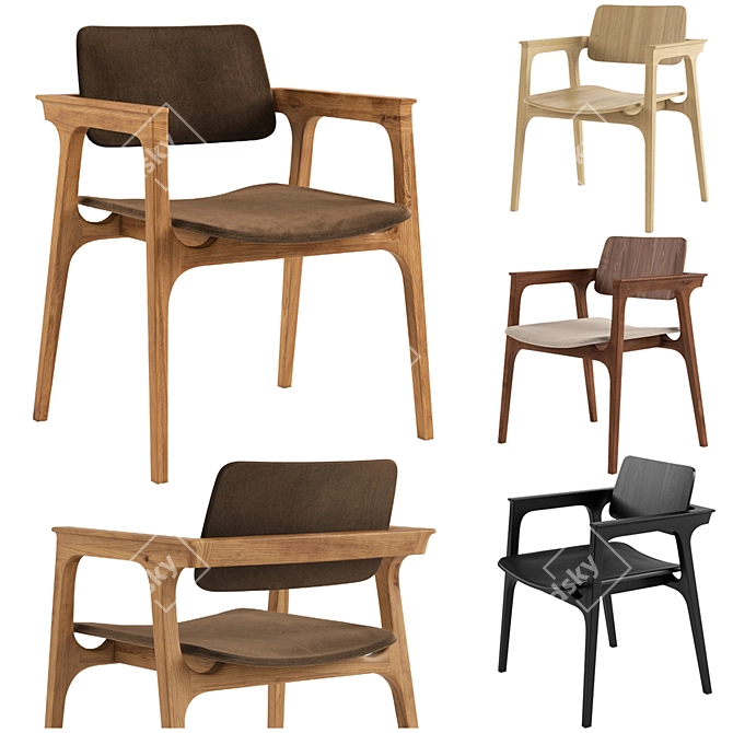 Ditta Madeira Chair: 3 Variations, 4 Wood & 3 Fabric Options 3D model image 1