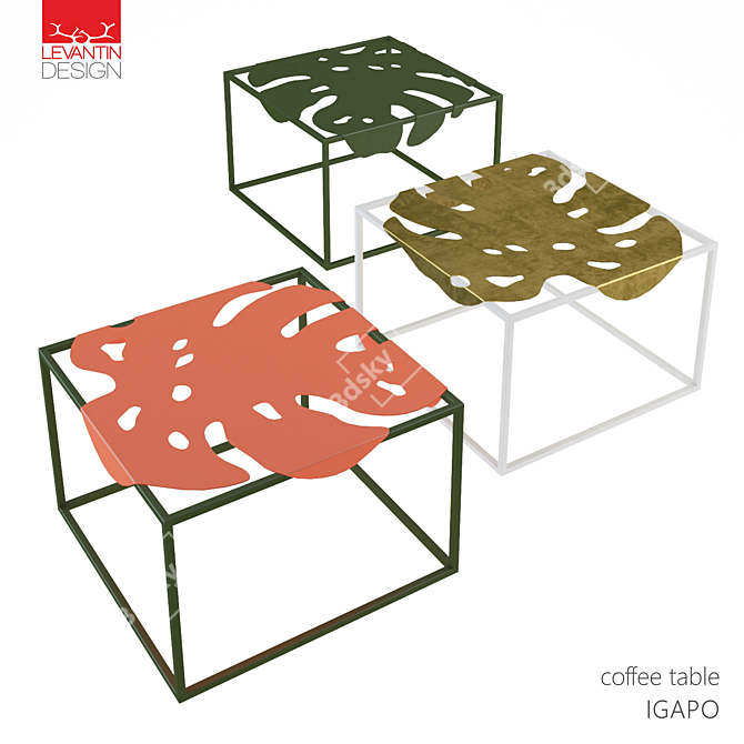 Tropical Leaf Coffee Table 3D model image 1