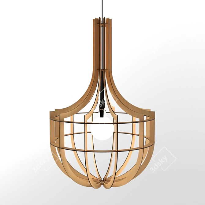 Lord I - Wood Chandelier 3D model image 1