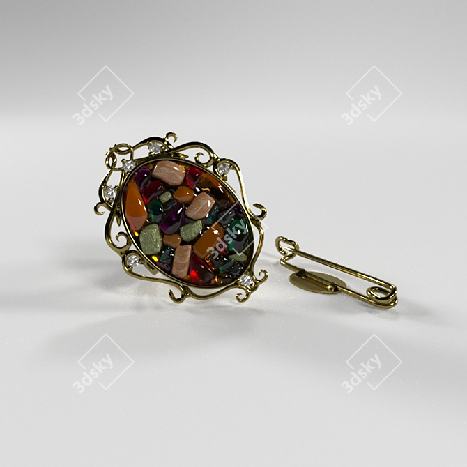 Antique-inspired Carved Ring with Gemstones 3D model image 1