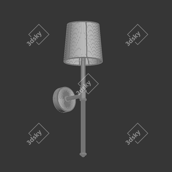 Brass Wall Sconce with Textile Shade - Art Deco Design 3D model image 3