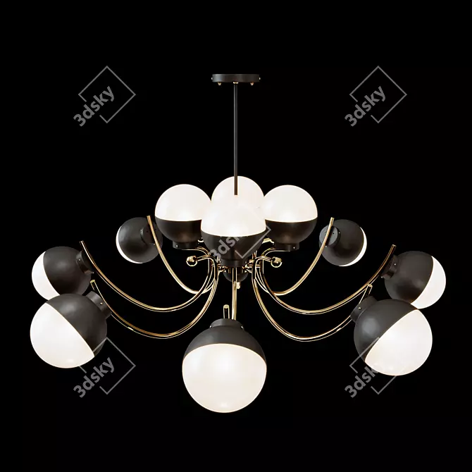 Opal Matte Glass Chandelier 3D model image 2