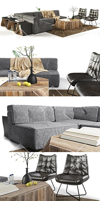 DIALMA BROWN Sofa Set - Elegant and Spacious 3D model image 2