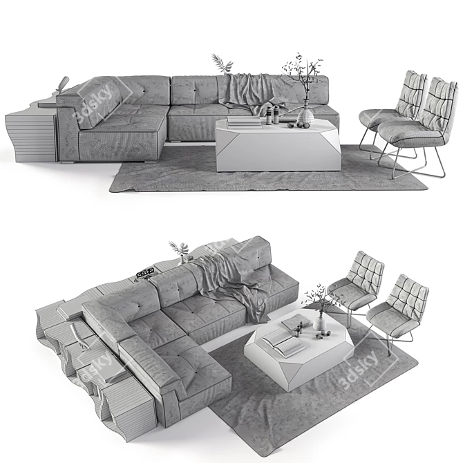 DIALMA BROWN Sofa Set - Elegant and Spacious 3D model image 3