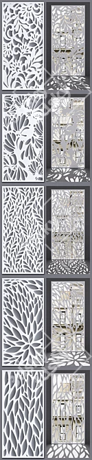 Decorative Partition Set | Modern Design | 5 Pieces 3D model image 2