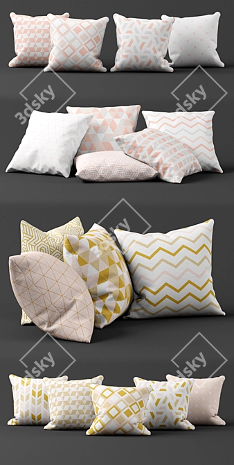 Golden Luxe Pillow Set 3D model image 2