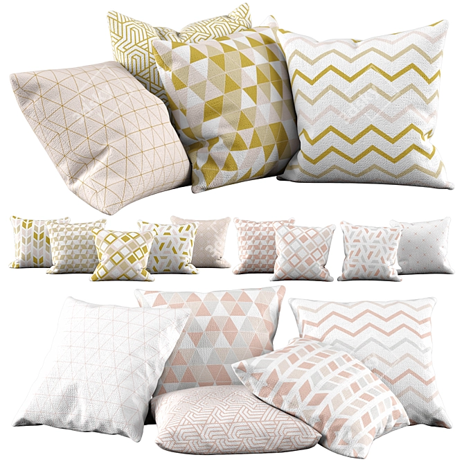 Golden Luxe Pillow Set 3D model image 3