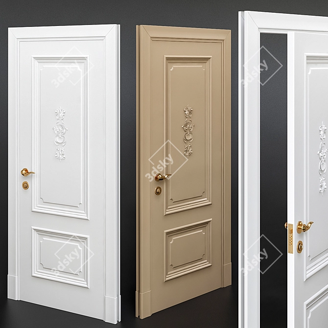 Elegant Imperial PF2 Patinato Decorative Doors 3D model image 1