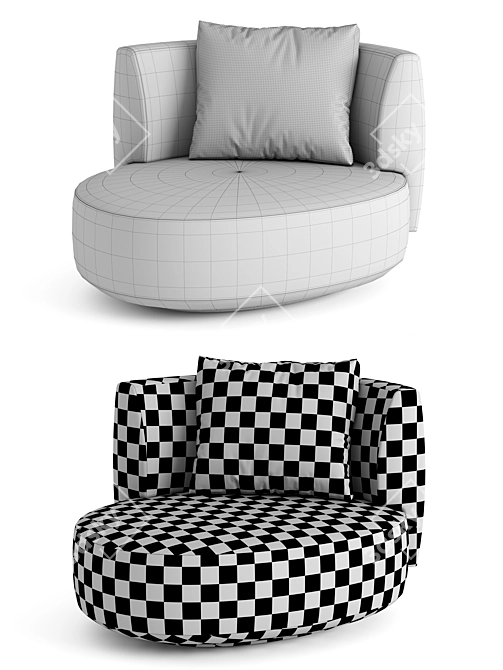 Elegant Audrey Swivel Armchair 3D model image 2