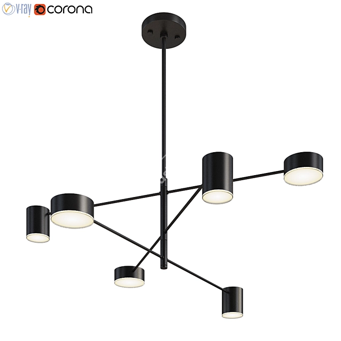 Modern Industrial Black Pendant Light 3D model image 1