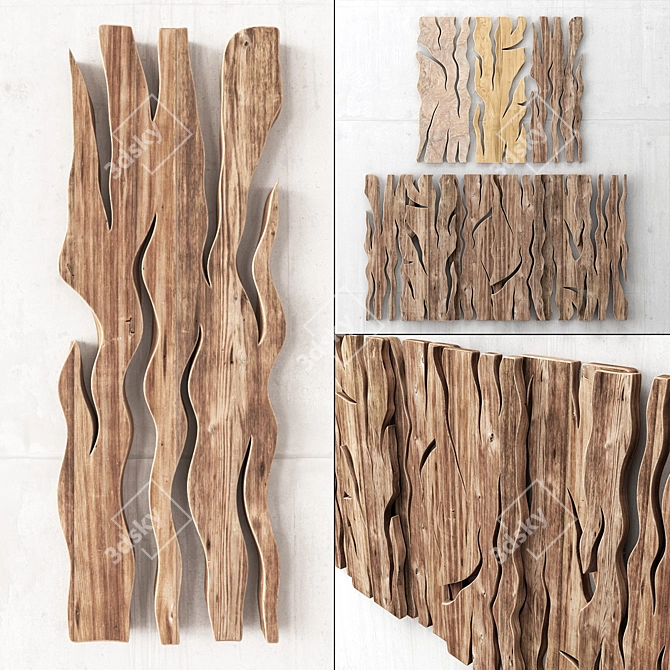 Natural Wood Slab Panels 3D model image 1