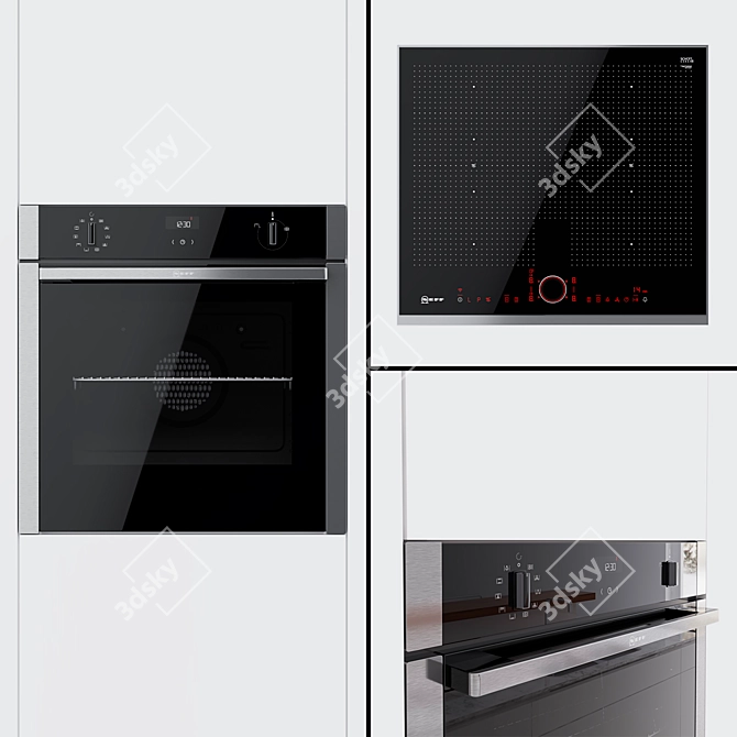 Neff B4ACF4HN0 Oven and T66TS6RN0 Hob Combo 3D model image 1