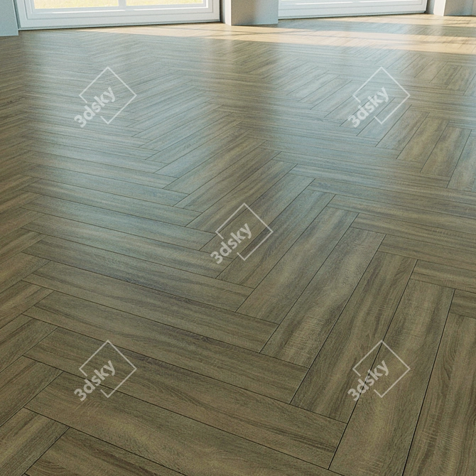 Natural Wood Parquet Flooring 166 - Herringbone & Chevron Patterns 3D model image 1