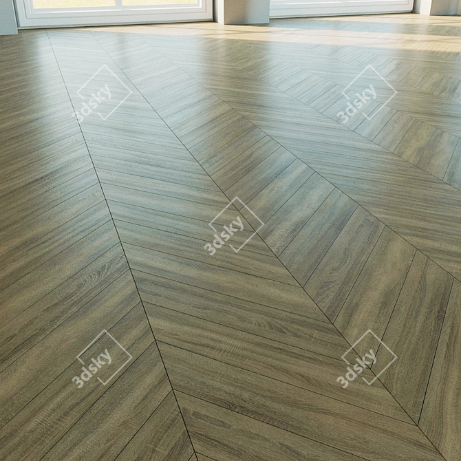 Natural Wood Parquet Flooring 166 - Herringbone & Chevron Patterns 3D model image 2