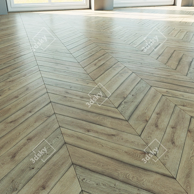 Natural Wood Parquet Flooring - Herringbone & Chevron Design 3D model image 1