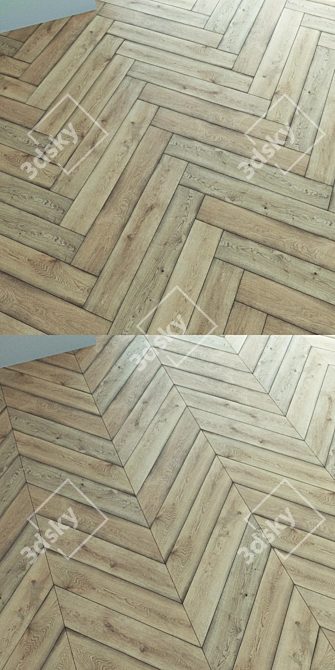 Natural Wood Parquet Flooring - Herringbone & Chevron Design 3D model image 2