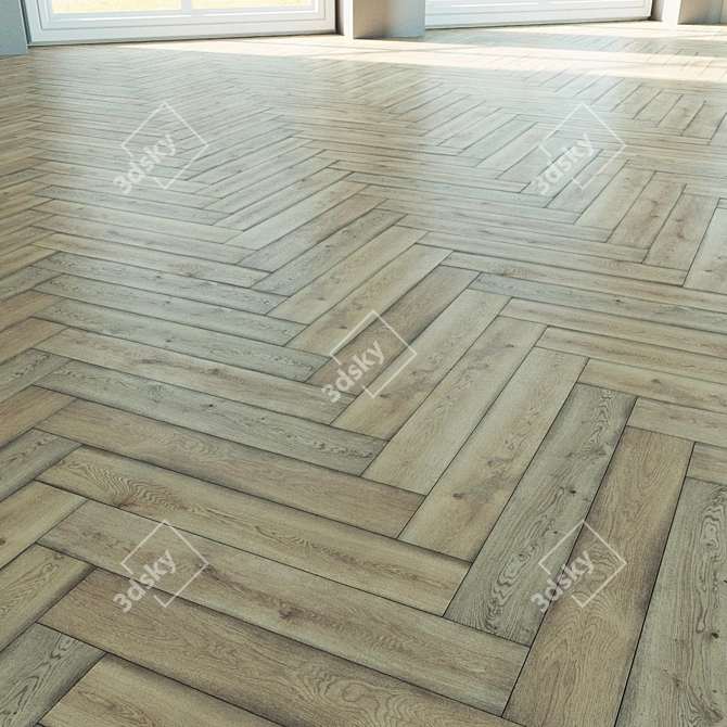 Natural Wood Parquet Flooring - Herringbone & Chevron Design 3D model image 3