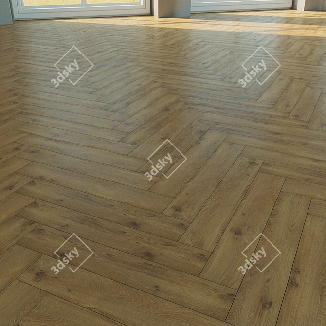 Natural Wood Parquet Flooring 3D model image 3