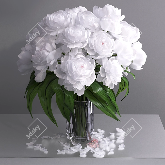 Ethereal White Peonies in Glass 3D model image 1